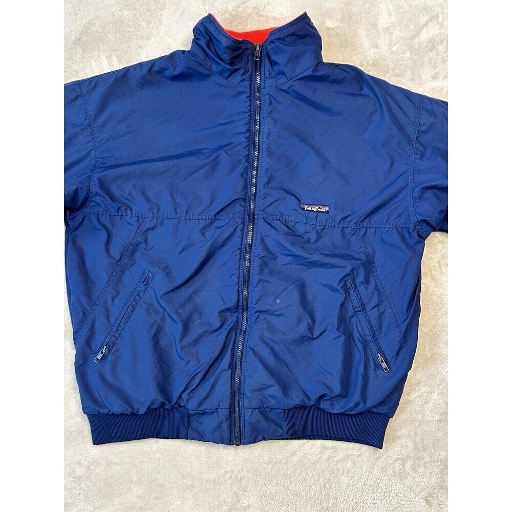 Vintage Patagonia Bomber Jacket Men  XL  Blue Red Fleece Lined Full Zip USA